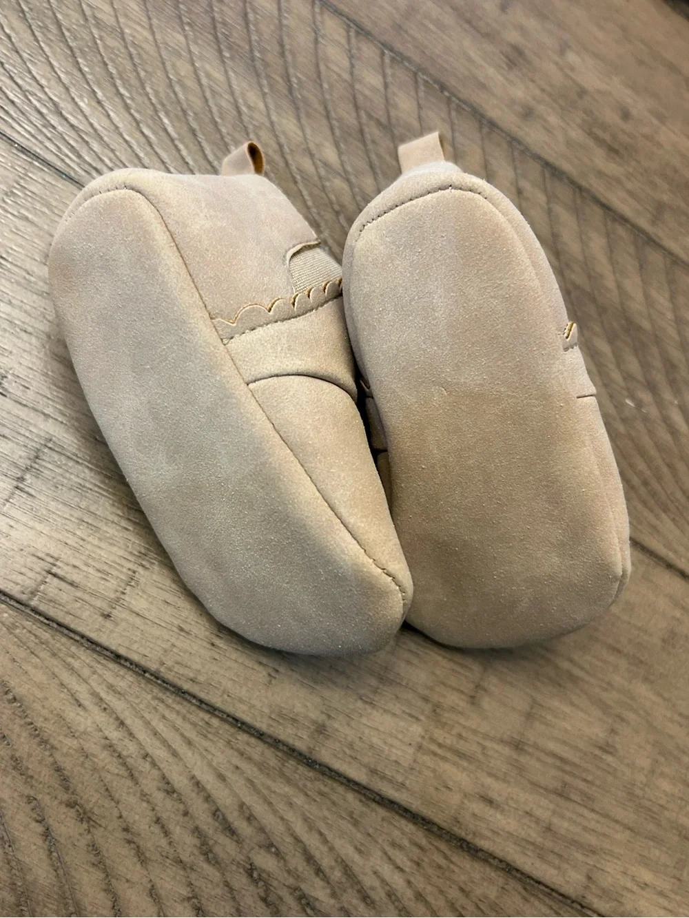 3-6M Toddler Girl Slip-On Baby Shoes & Tan Soft Booties
